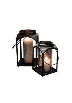 Bester Verkauf 🎉 LOBERON Laterne 2er Set Shadow Antikschwarz 🛒