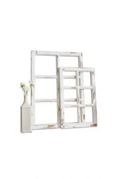 Brandneu 🎉 LOBERON Deko-Fenster 2er Set Mael Coluim Antikweiß Antikweiß 😍