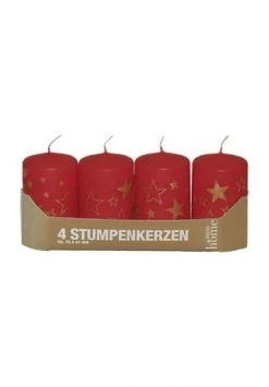 Coupon 🤩 Steinhart KERZEN Stumpenkerze "Starlight", 4er-Pack, 7,5 Cm Altrot 💯